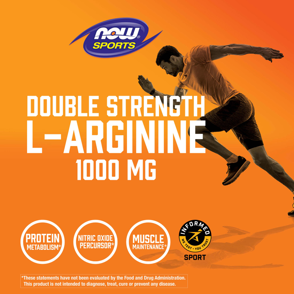 NOW Foods, Sports, L-аргинин, 1000 мг, 180 таблеток