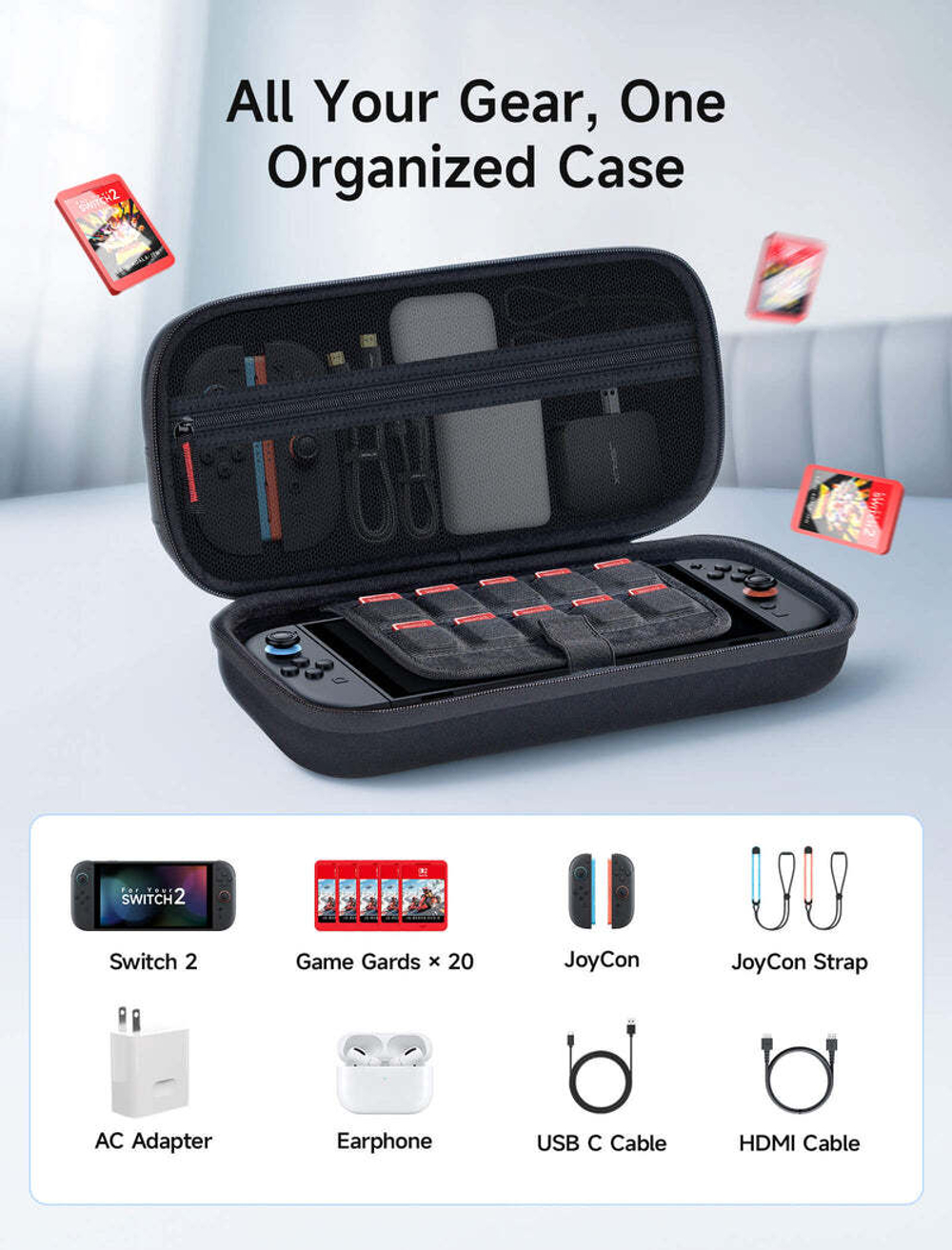Чехол MegaCarry JSAUX BG0122 для Switch 2, черный