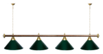 Лампа STARTBILLIARDS 4 пл. (плафоны зеленые,штанга зеленая,фурнитура золото)