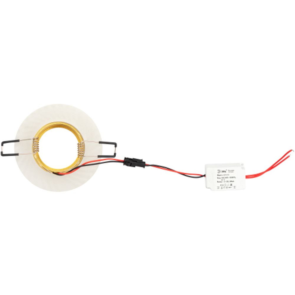 DK LD39 WH/GD /1 Светильник ЭРА декор cо светодиодной подсветкой MR16, белый/золото | Встраиваемые LED светильники