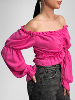 Топ Miss Sumaya 185 на резинке с длинным рукавом и затяжками спереди