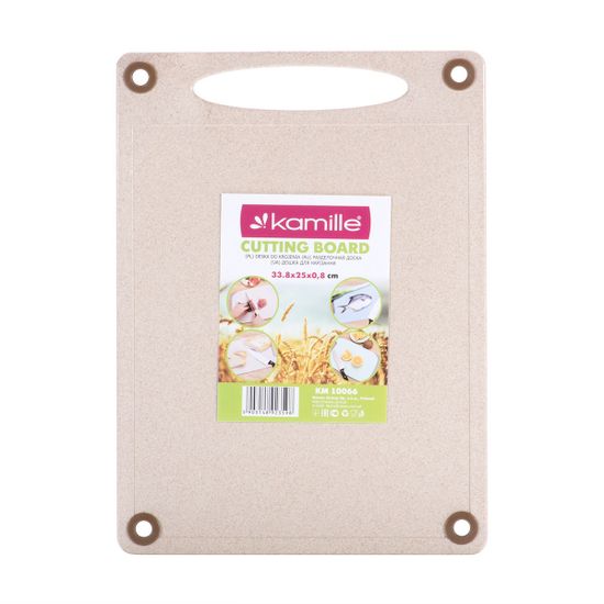 Доска разделочная 33,8х25х0,8 см Kamille KM-10066 из пшеничного волокна с нескользящими силиконовыми вставками