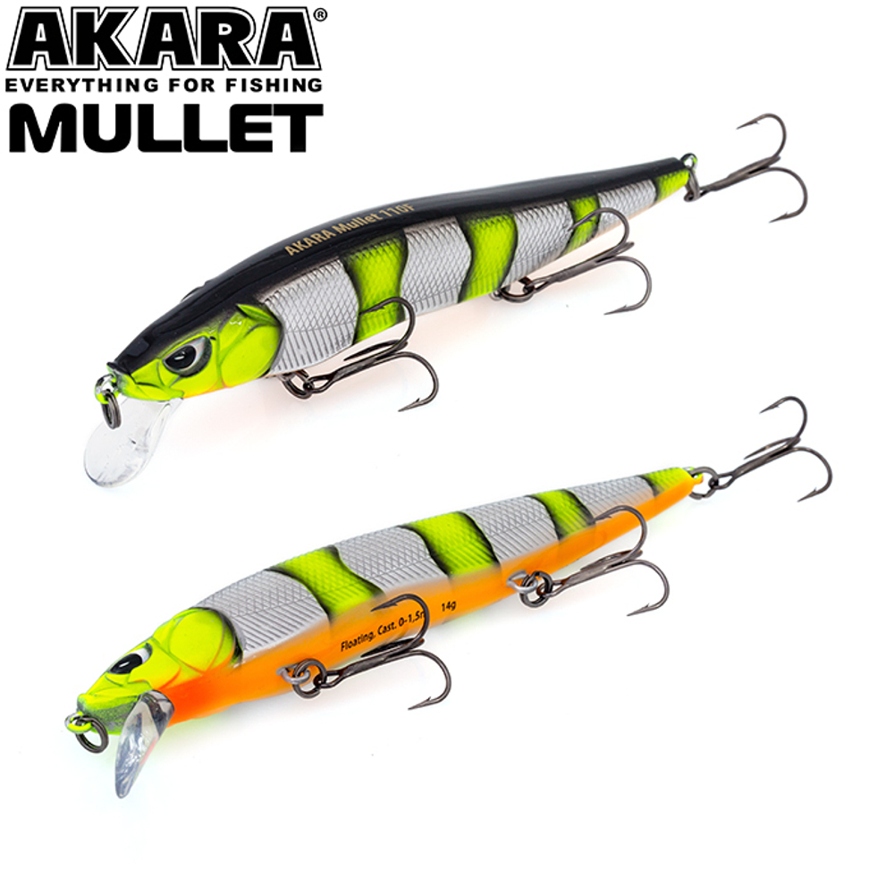 Воблер Akara Mullet 110F 14 гр. (1/2 oz 4,3 in) A72