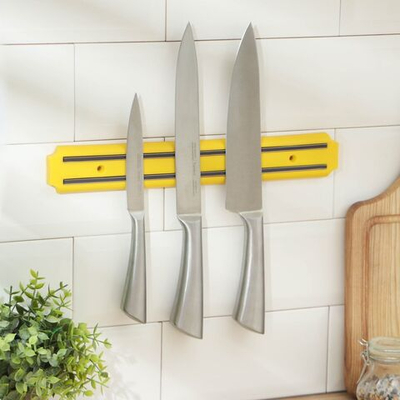 Держатель для ножей магнитный Доляна «Цветная линия», 33 см, цвет жёлтый (Цвет: не задано)