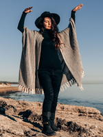 Бохо-накидка из фактурного хлопка (черный/зигзаг)