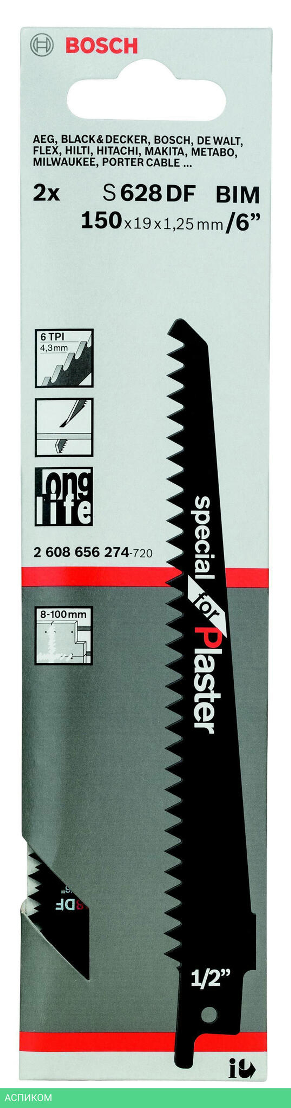 Пилка для сабельной пилы Bosch S 628 DF 2.608.656.274