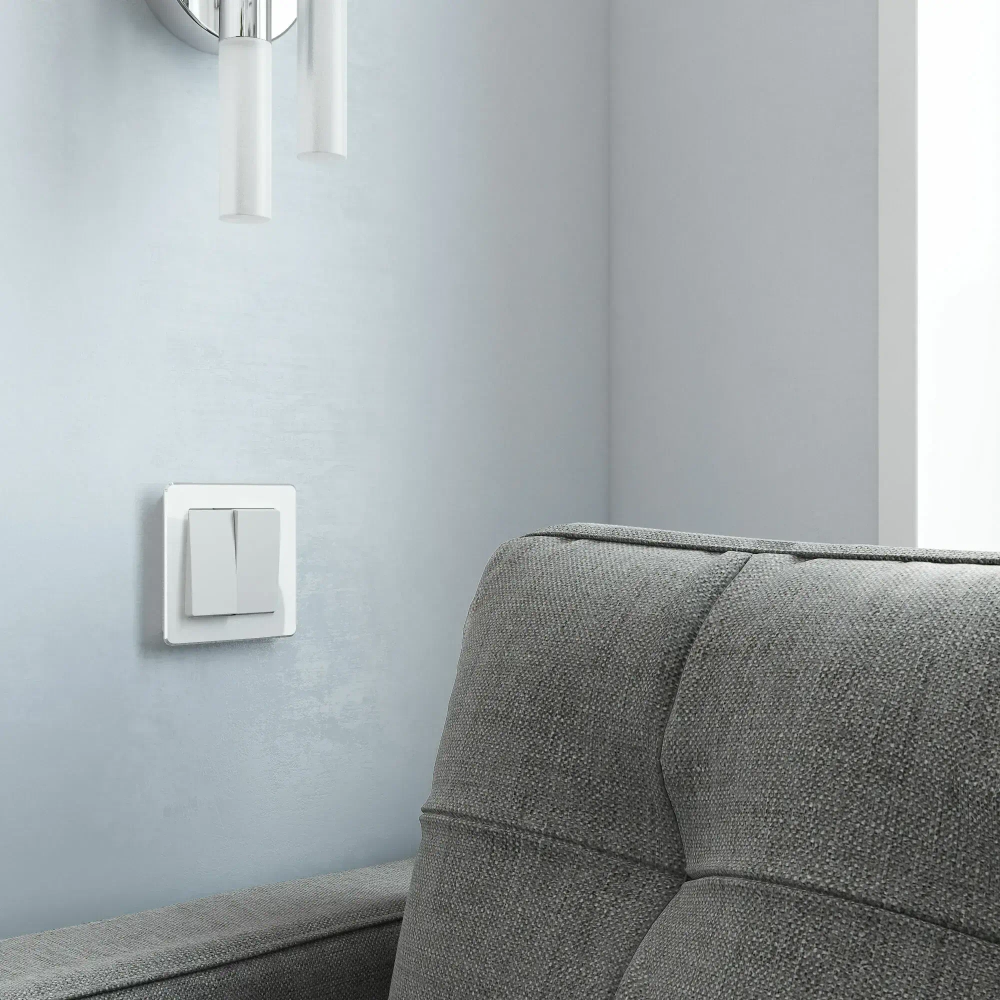 Выключатель двухклавишный (белый матовый) W1120061