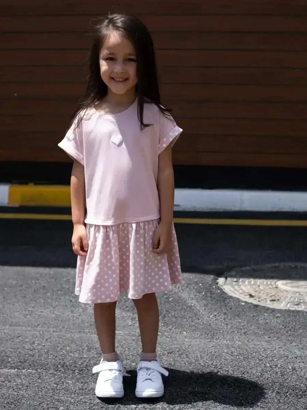 Платье оверсайз в сад с коротким рукавом