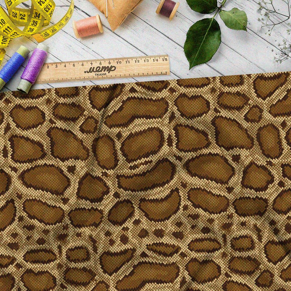 Ткань дюспо коричневый питон в пикселях