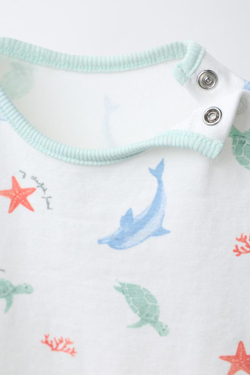 ZARA НАБОР ИЗ 2 КОМБИНЕЗОНОВ С МОРСКИМ ПРИНТОМ, ЭКРЮ