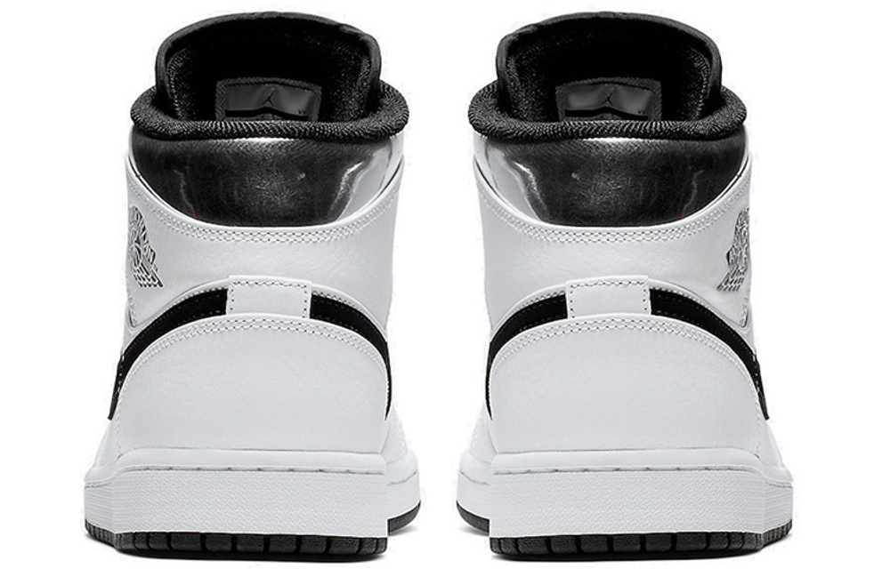 Jordan Air Jordan 1 Mid Little Leonard wear-resistant mid-top retro basketball shoes men's black and white silver