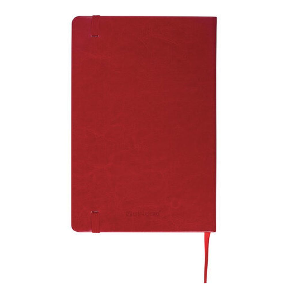 Блокнот в клетку с резинкой А5 (148x218 мм), 80 л., под кожу красный BRAUBERG "Metropolis Special", 111575