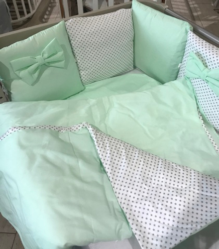 Комплект в кроватку 17 предметов "Звездочка оливковый", сатин