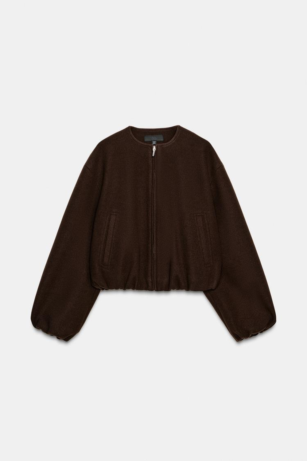 ZARA БОМБЕР ИЗ МЯГКОЙ ТКАНИ, КОРИЧНЕВЫЙ