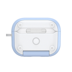Чехол синего цвета для наушников AirPods Pro 2, белый цвет, Dux Ducis, серия PECQ Series (встроенная подставка для смартфона)