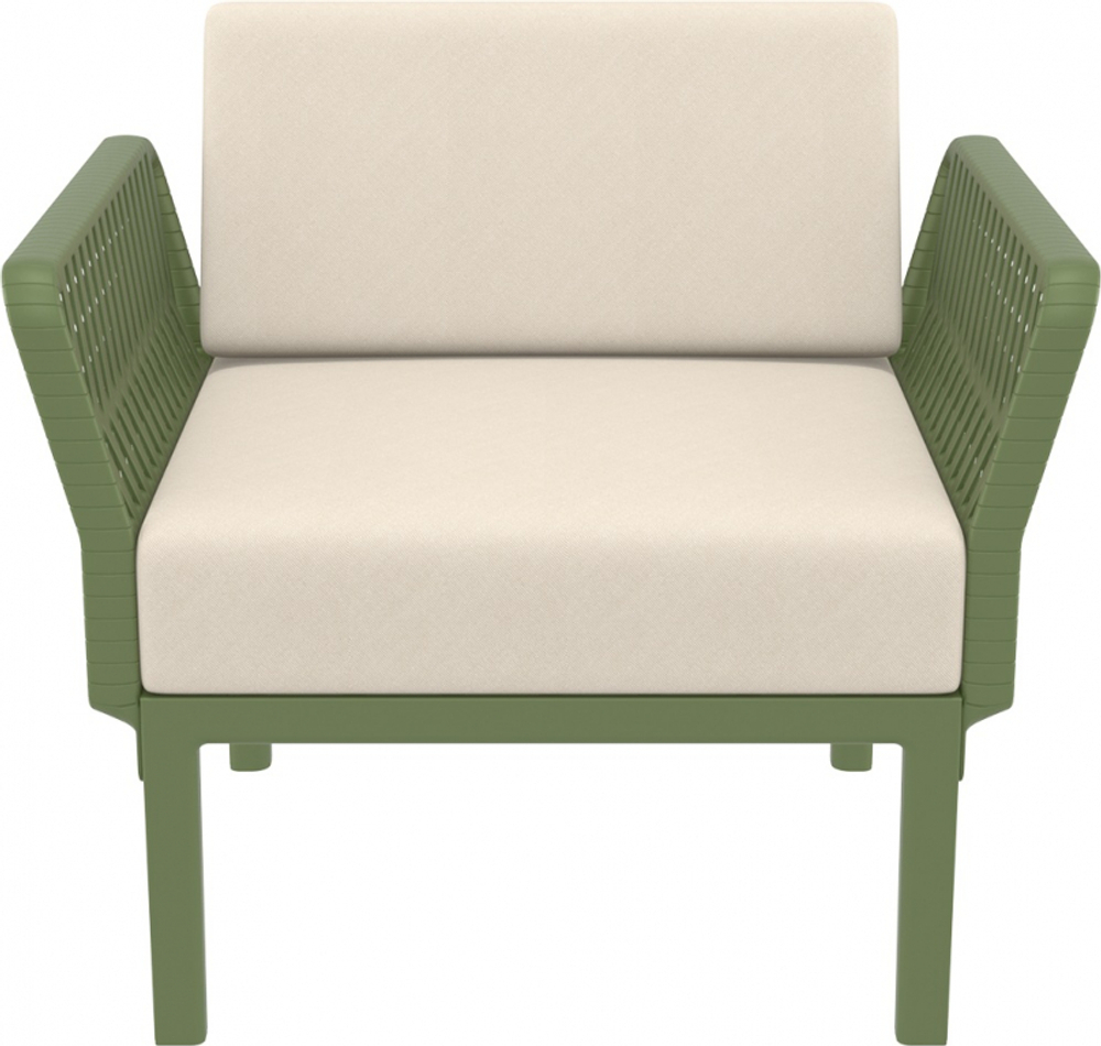 Кресло пластиковое с подушками Siesta Contract Portofino Lounge, оливковый, бежевый