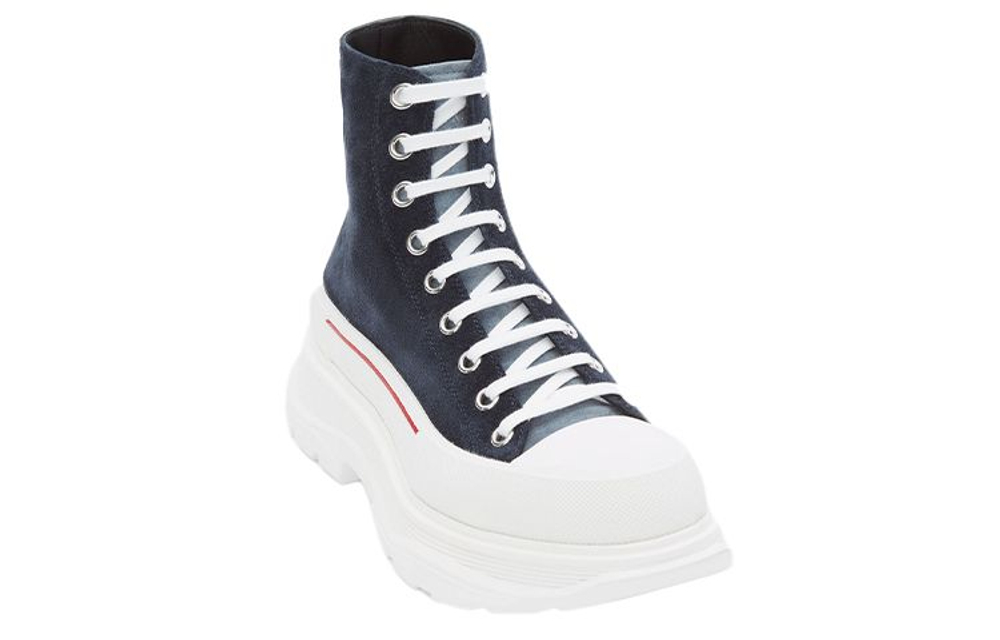 Alexander McQueen Tread Slick Short Combat Boots Men"s Marine Blue