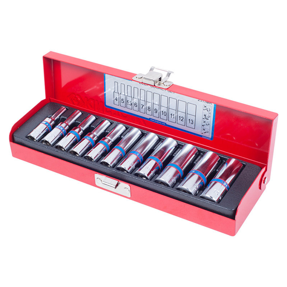 Набор глубоких торцевых головок 1/4&quot;, шестигранные, 4-13 мм, 11 предметов KING TONY 2511MR