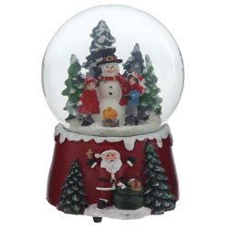 GAEM Фигурка декор в стекл шаре "Снеговик и дети" (муз ключ), D 10 см, L9,5 W10 H15 см