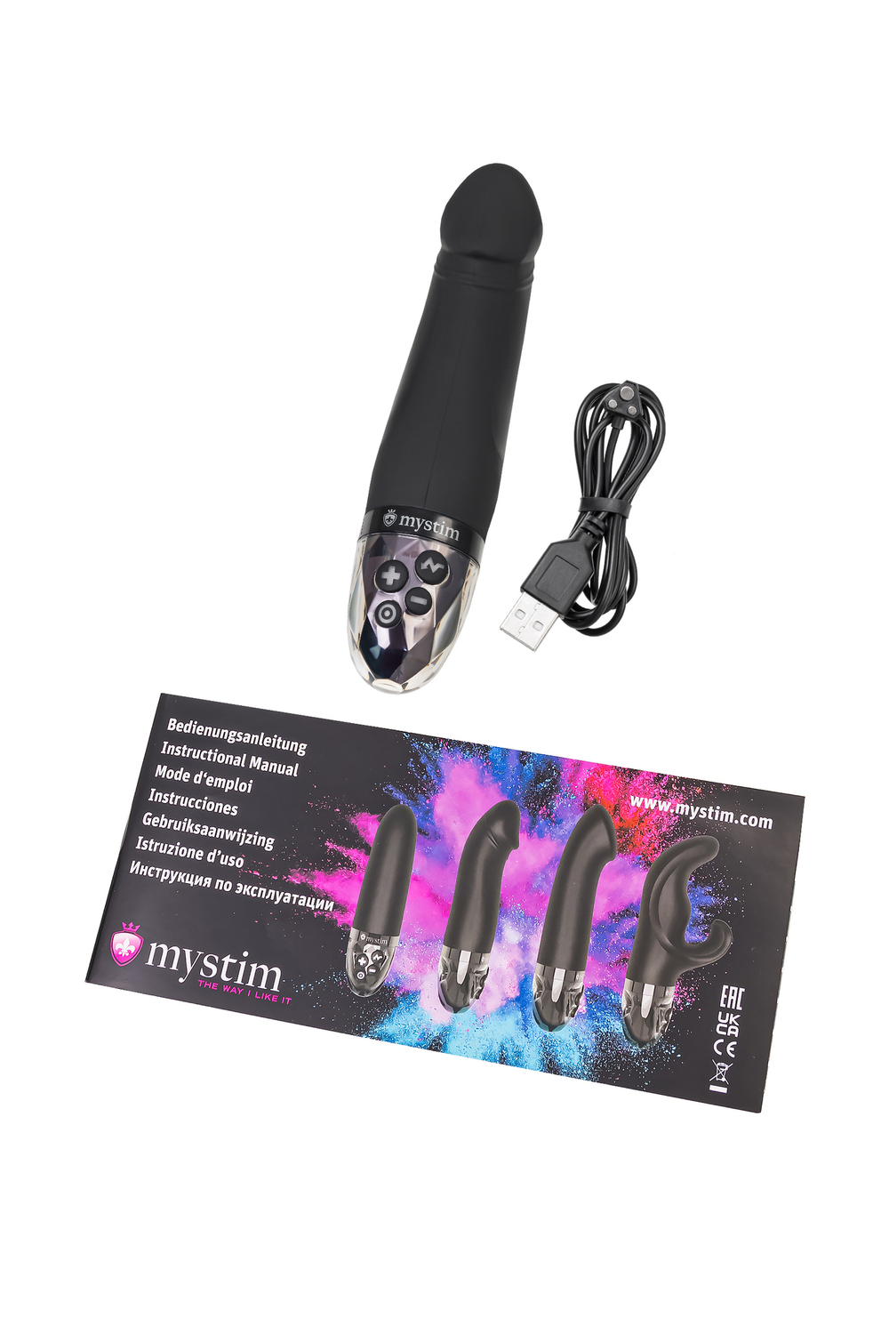 Вибратор Mystim Real Deal Neal с электростимуляцией, силикон, черный, 16,5 см