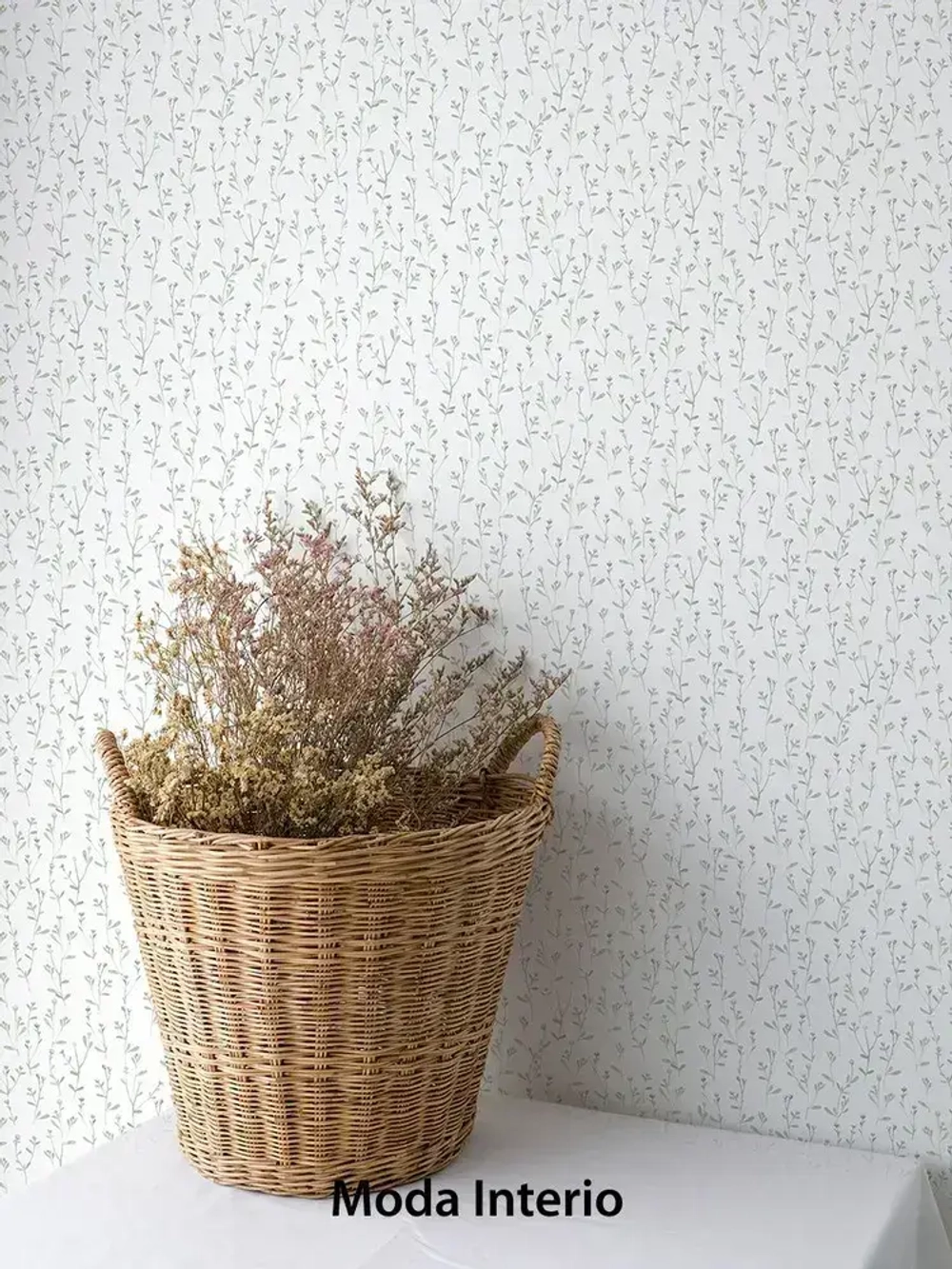 Обои флизелиновые, веточка на белом фоне, метровые, для спальни, Tenero (Moda interio, арт.32688-51)