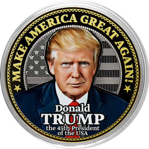Дональд Трамп.  Гравированная монета 10 рублей