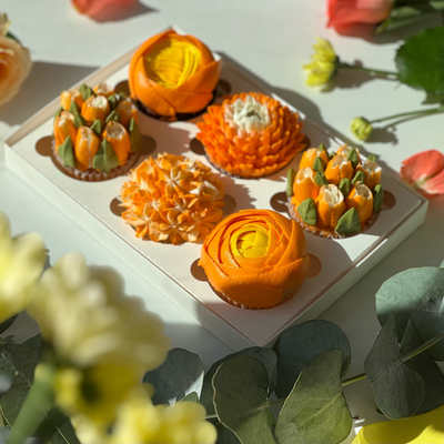 Набор капкейков «Осенний букет» в оранжевой палитре