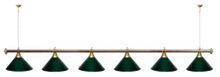 Лампа STARTBILLIARDS 6 пл. (плафоны синие,штанга коричневая,фурнитура золото)