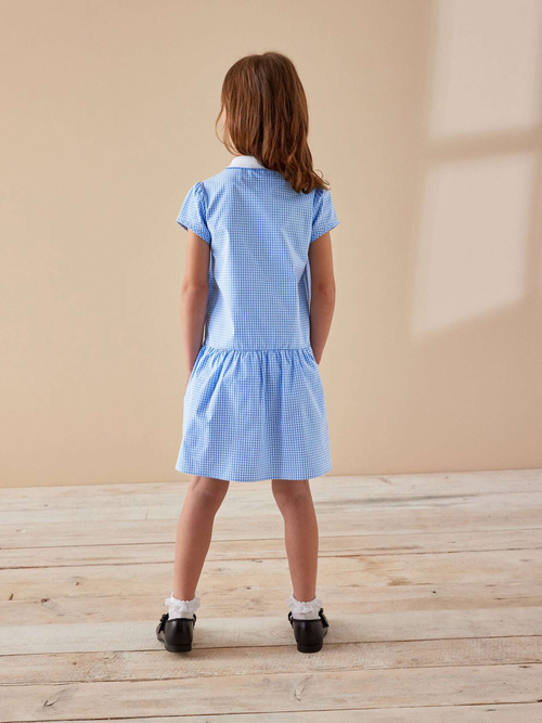 Платье школьное на молнии для девочки Next M82-268, Белый, Голубой