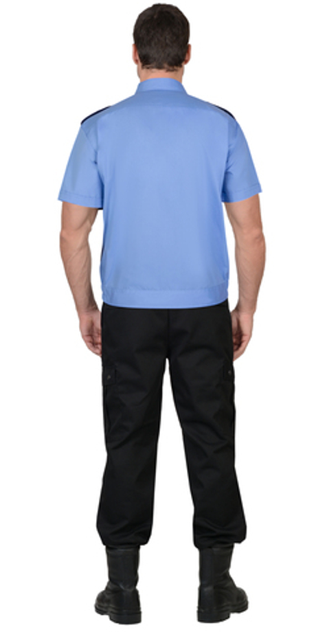 Рубашка Охранника на резинке, короткий рукав, голубая с темно-синим