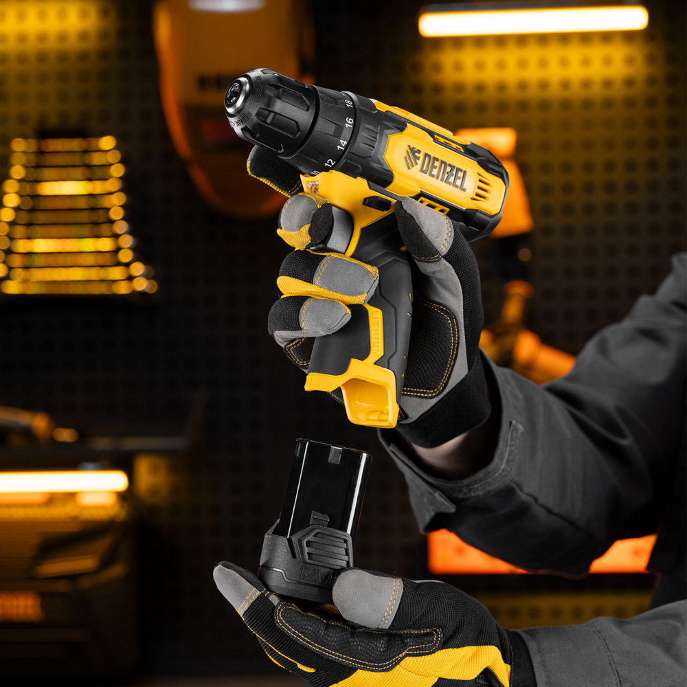 Дрель-шуруповерт аккумуляторная CDQ-12, Li-Ion, 12 В Denzel