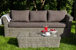 "Капучино" лаунж-зона из искусственного ротанга (гиацинт), цвет серый