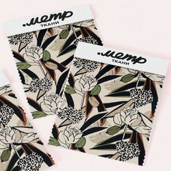 Ткань бифлекс чёрно-белый стиль цветов