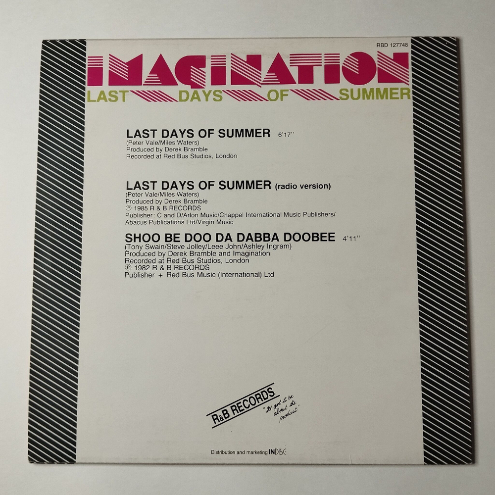 Винтажная виниловая пластинка LP Imagination Last Days Of Summer (Belgium 1985) 45 RPM Maxi Single