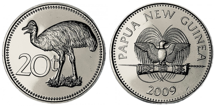 Папуа - Новая Гвинея 20 тойя, 2004 - 2021 Райская птица XF