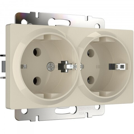 Розетка двойная с заземлением (слоновая кость)