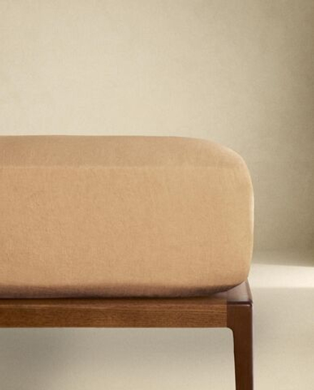 Zara Home - Простыня брюки из постиранного льна, высота 30 см (140 г / м2), бежевый, 180х200х30 см
