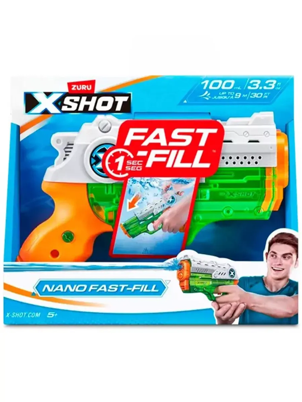 Водный бластер водяной пистолет Зуру X-Shot Nano Fast Fill