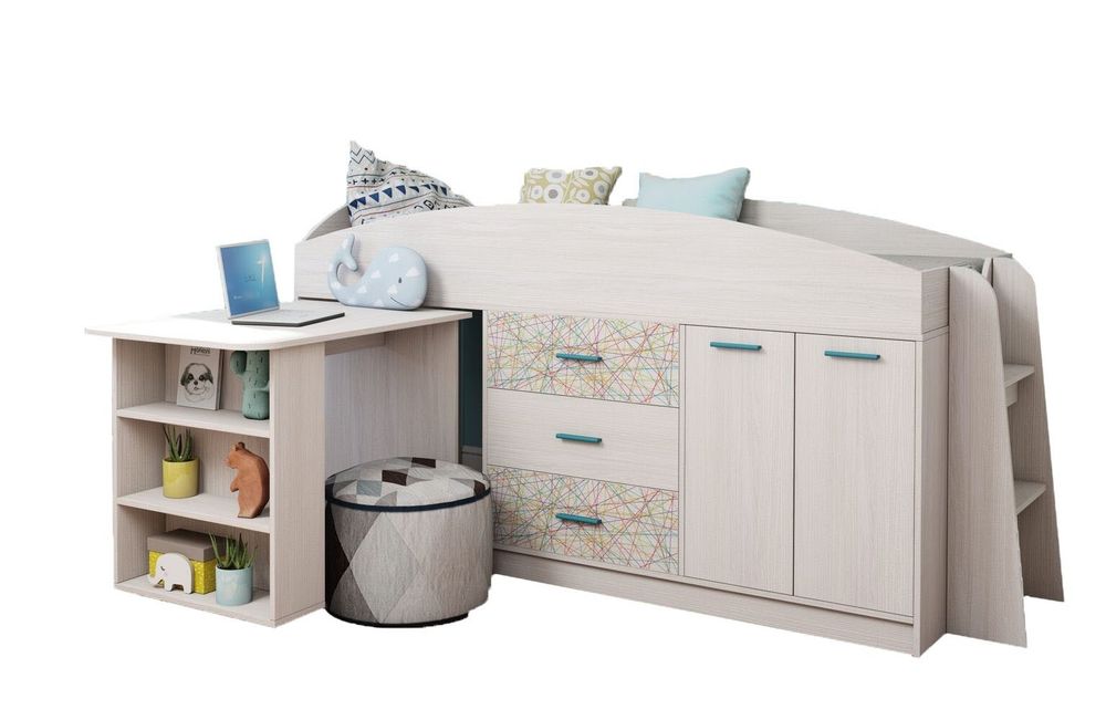 Каприз-11 Кровать двухъярусная с рисунком "Паутинка" (без матраца) Анкор белый + УФ-печать