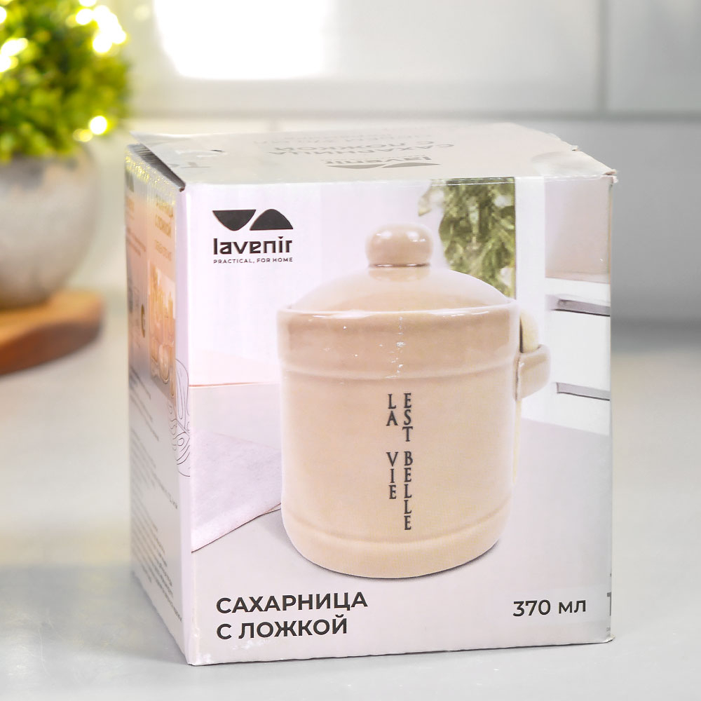 Сахарница 370мл с ложкой "Жизнь прекрасна" (00113328)