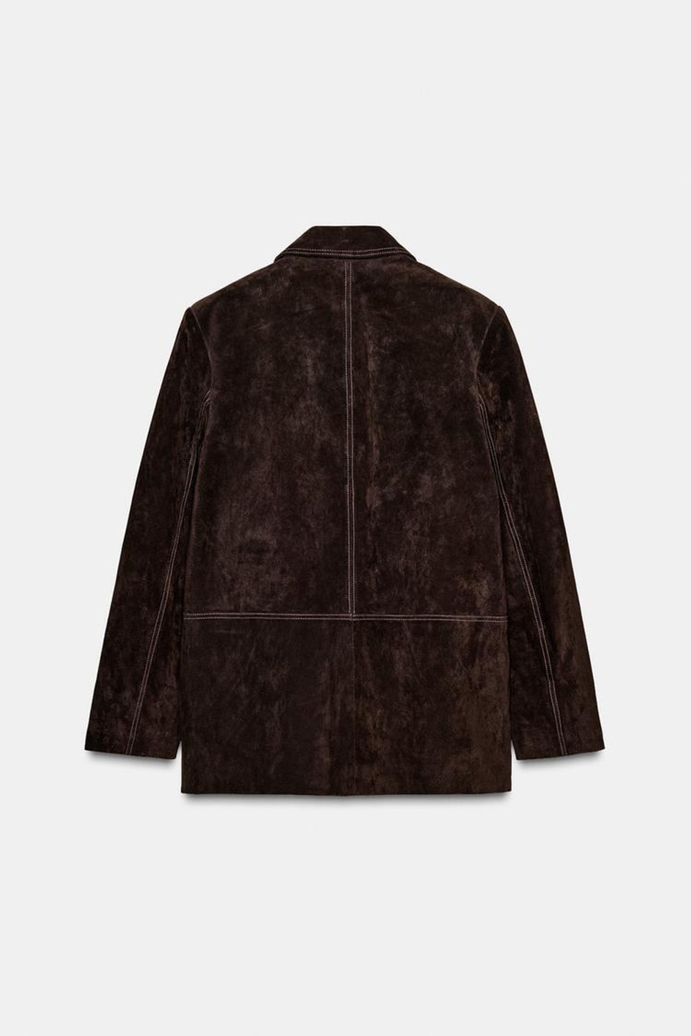 ZARA ПРЯМОЙ БЛЕЙЗЕР ИЗ 100% КОЖИ, КОРИЧНЕВЫЙ