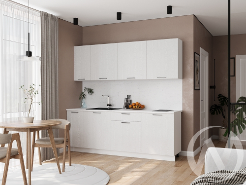 Кухня 2;2 м "Дольче" белый; уайт (корпус белый)