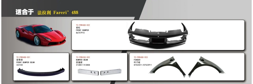 Передний бампер и крылья для Ferrari 488 2015-2020 Феррари