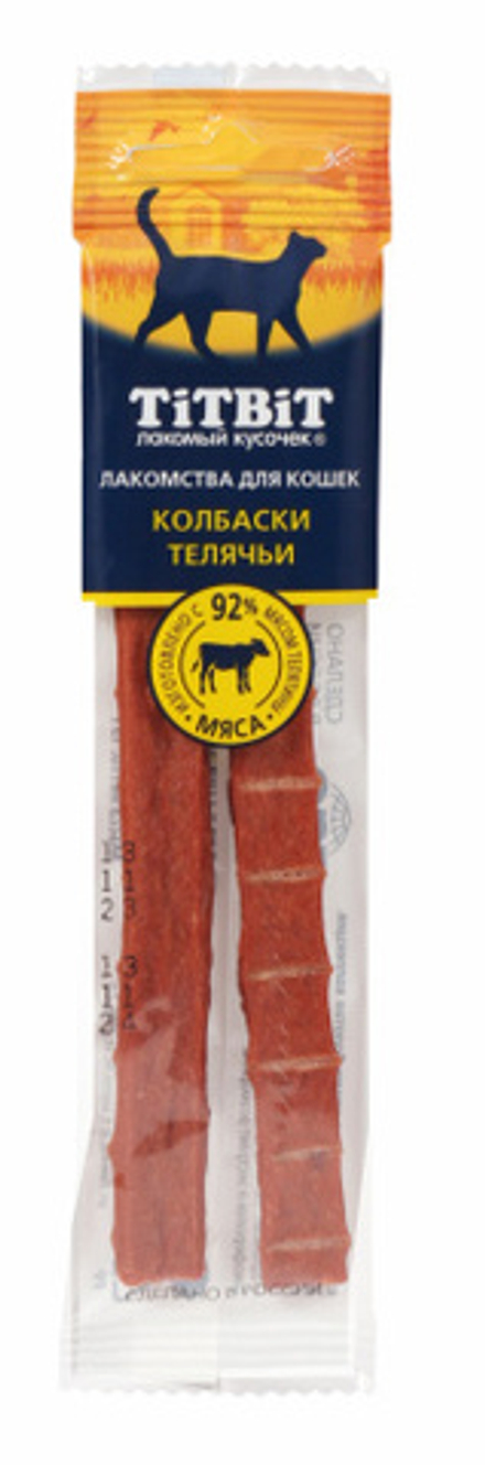 TITBIT Золотая коллекция колбаски Телячьи для кошек - 15 гр