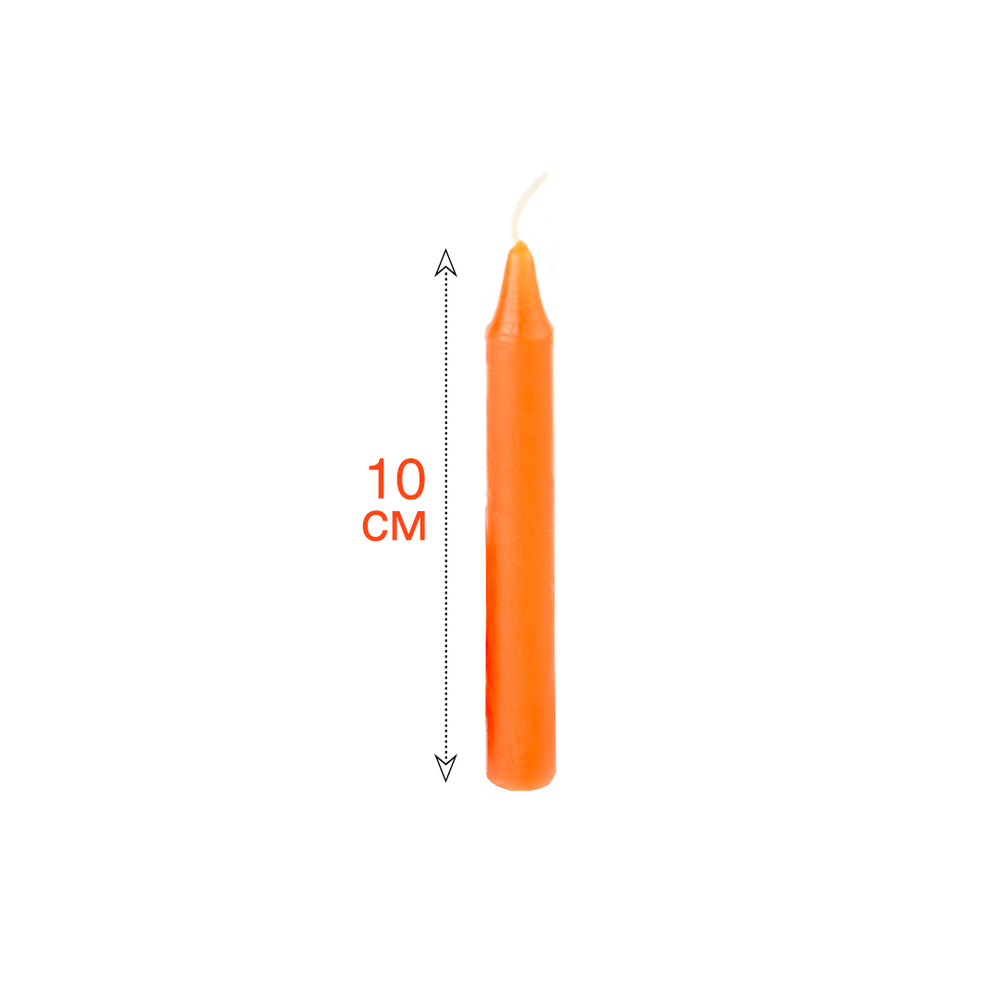 Свеча ханукальная малая оранжевая h-10 см, D-12 мм