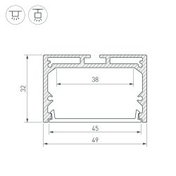 Профиль с экраном SL-LINE-4932-2500 WHITE+OPAL (Arlight, Алюминий) 036304