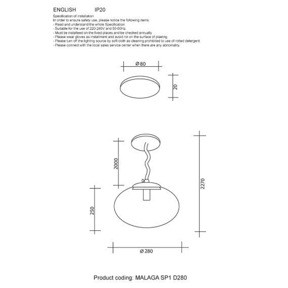 Подвесной светильник Crystal Lux Malaga SP1 D280 Gold