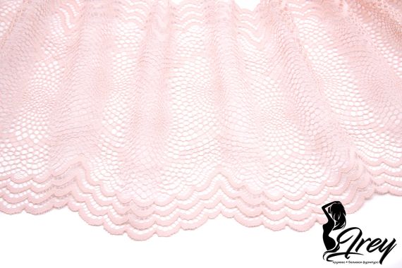 03-261 Кружево эластичное 21 см, ажур, пудра/пион