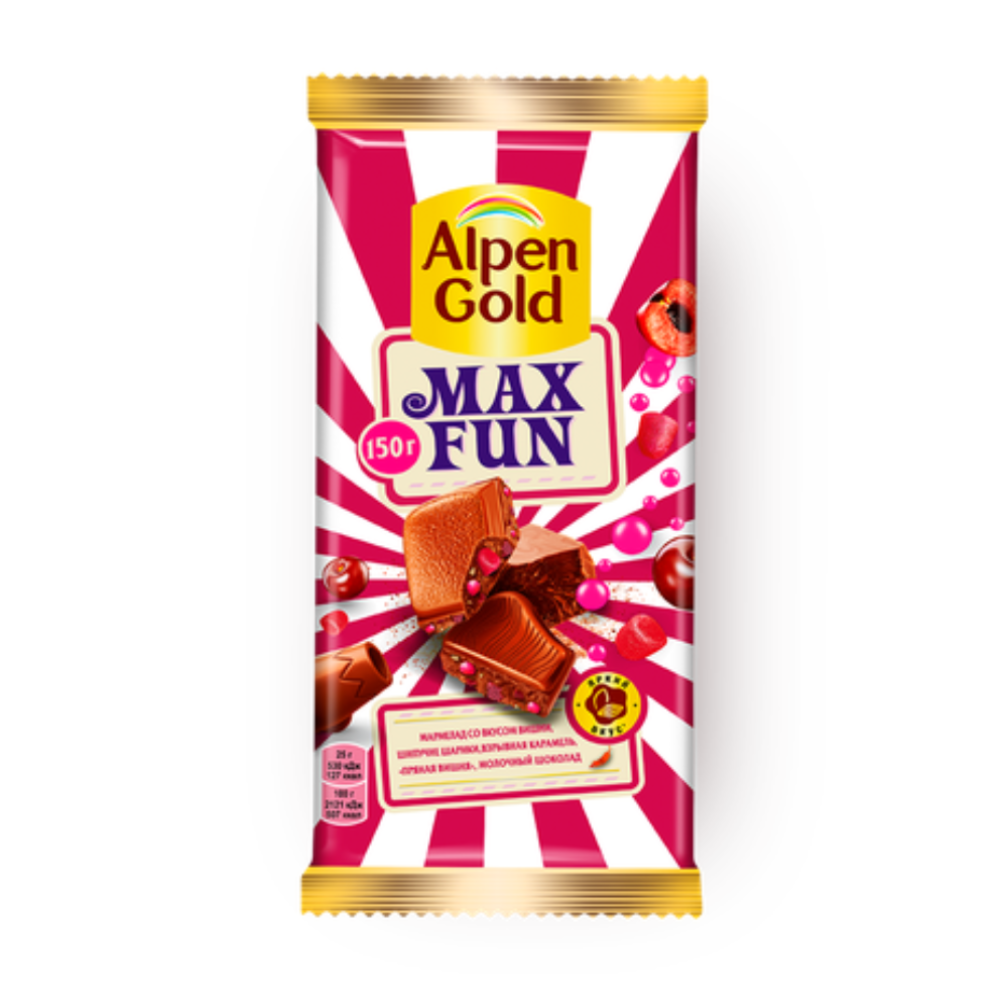Шоколад Alpen Gold Max Fan Дикая вишня 130 гр(Акция)