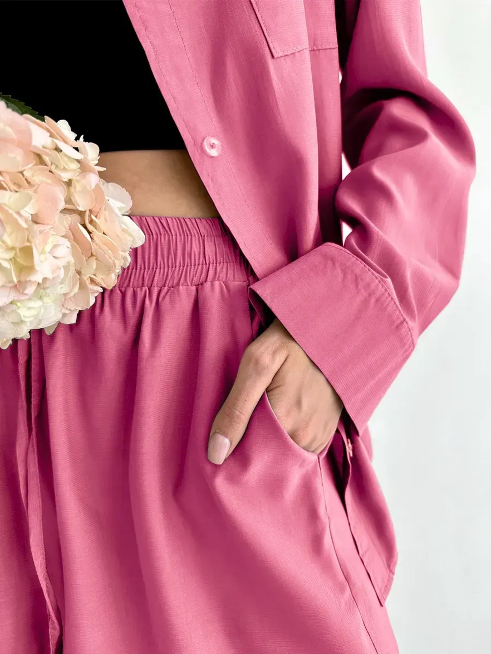 Костюм с шортами и рубашкой летний оверсайз